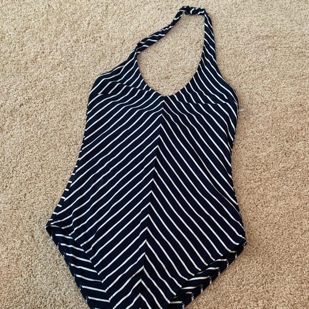 Aeropostale Navy and White Striped Bodysuit